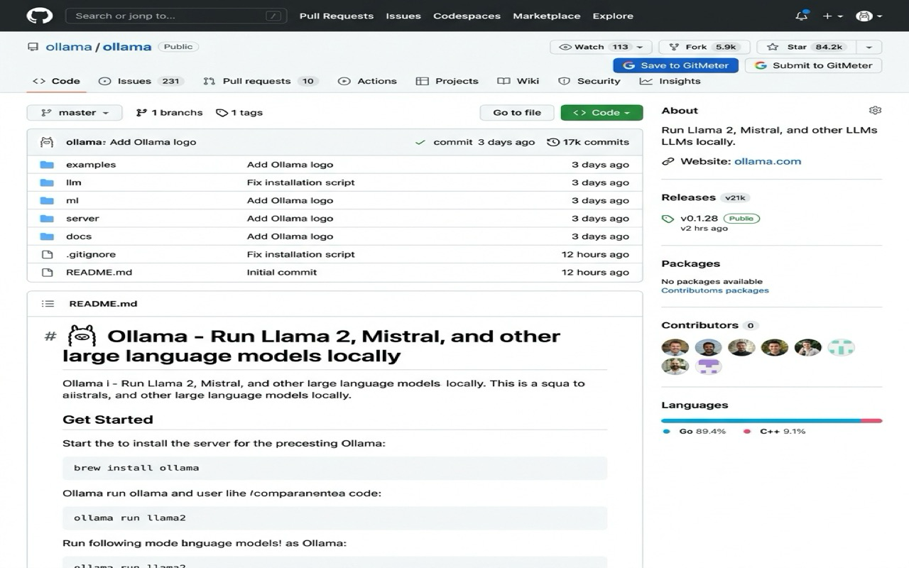 GitMeter buttons on GitHub repository page